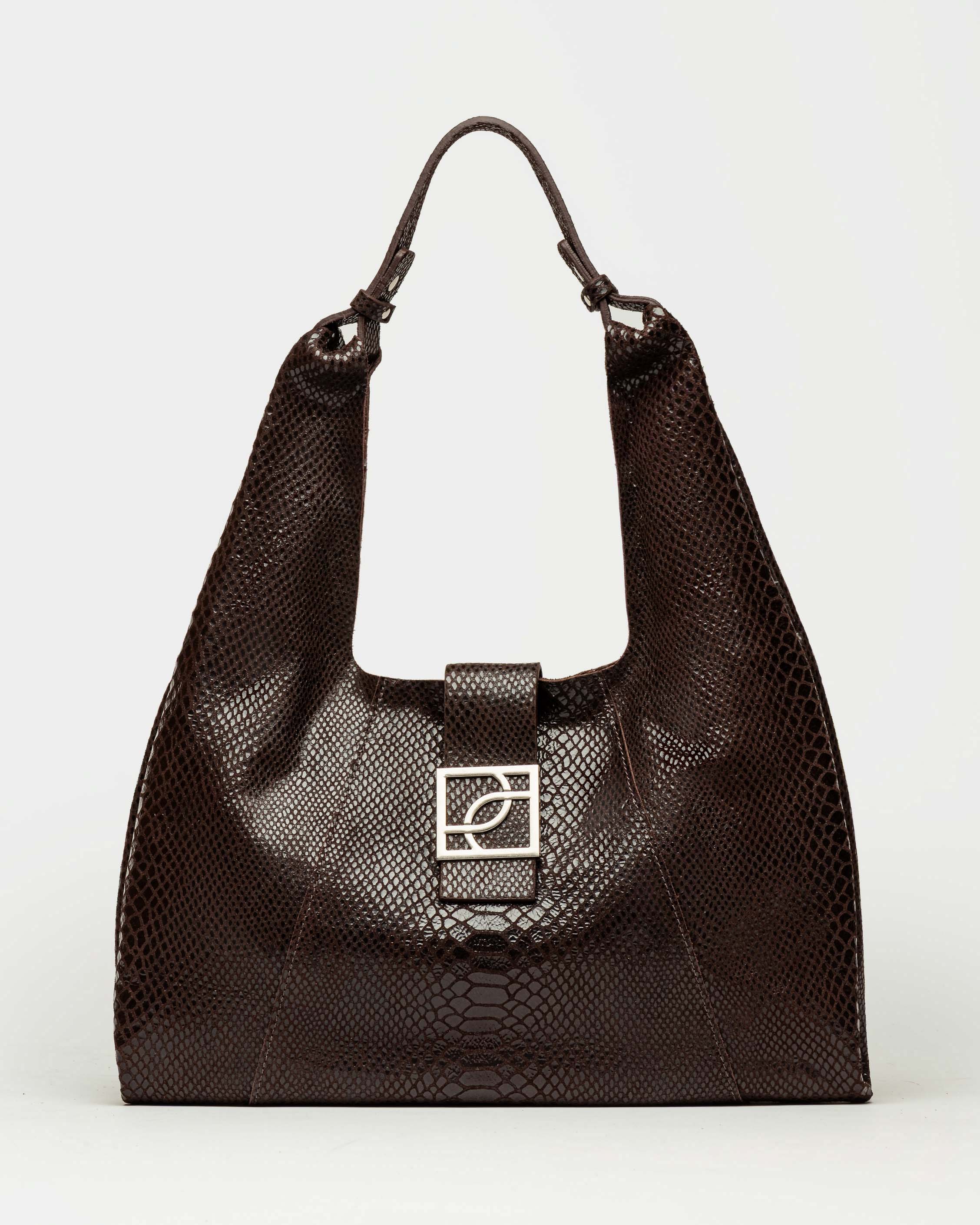Bolso Signature en cuero gamuza anaconda