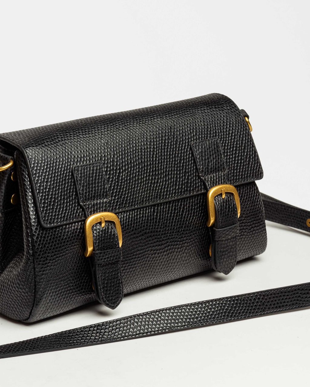Bandolera Elise en cuero snake bitono