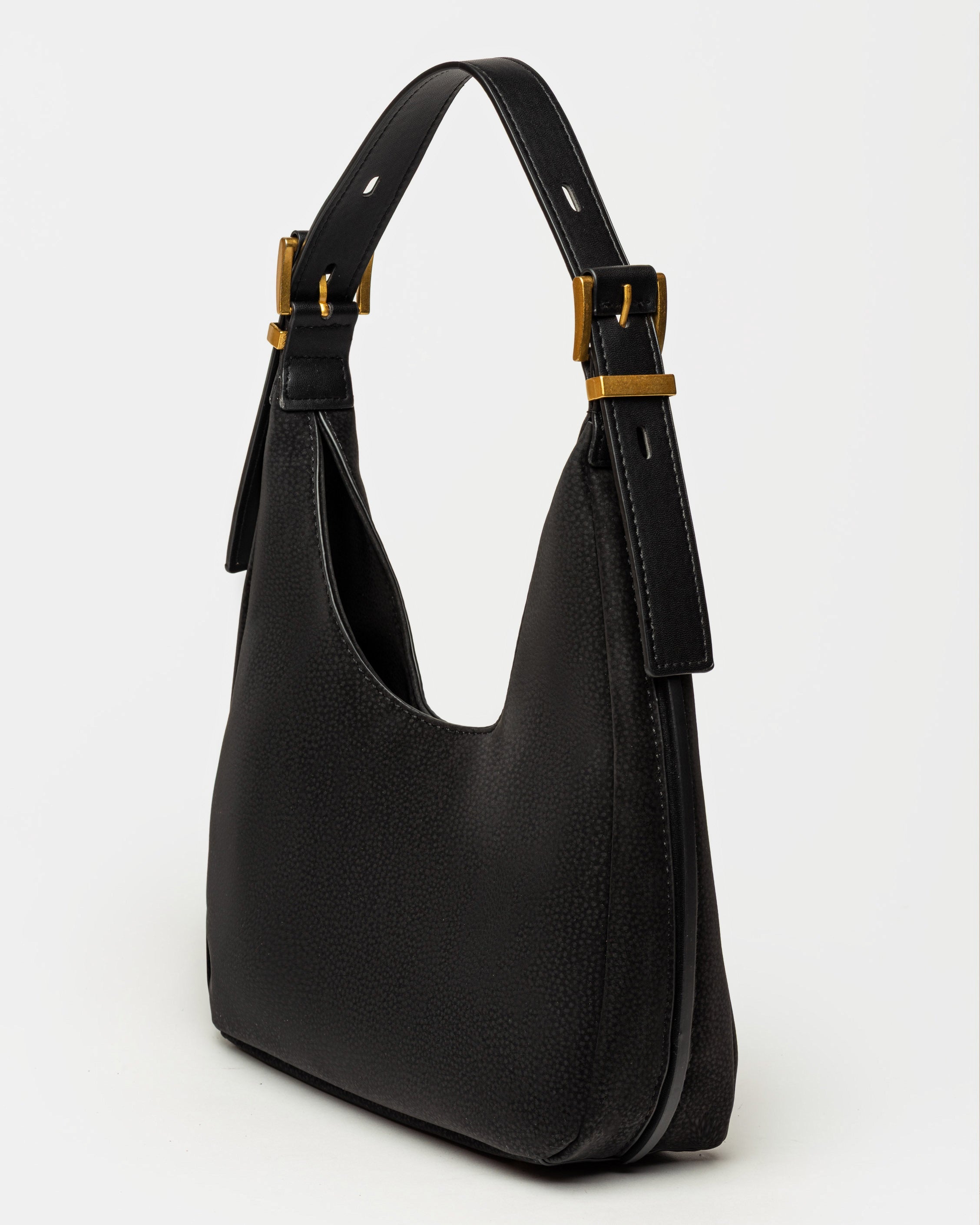 Cartera al hombro Raw en efecto gamuza